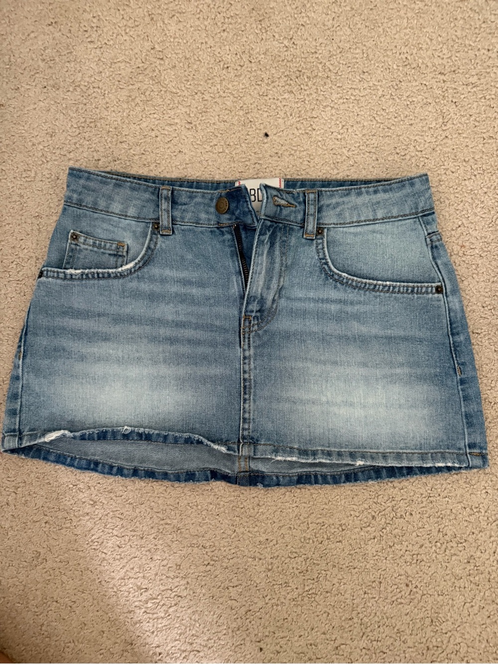 BDG Light Blue Distressed Denim Mini Skirt